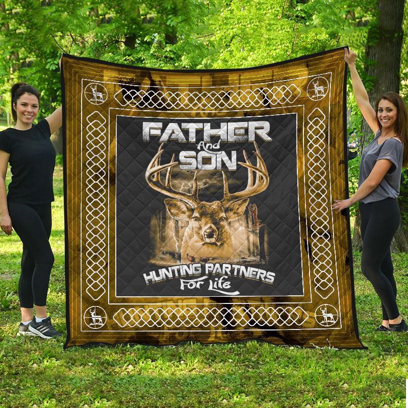 Father And Son Hunting Partners For Life Gift Fleece Blanket