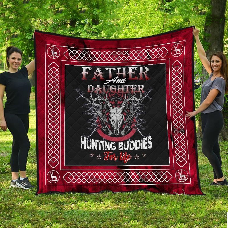 Father And Daughter Hunting Buddies For Life Gift Fleece Blanket