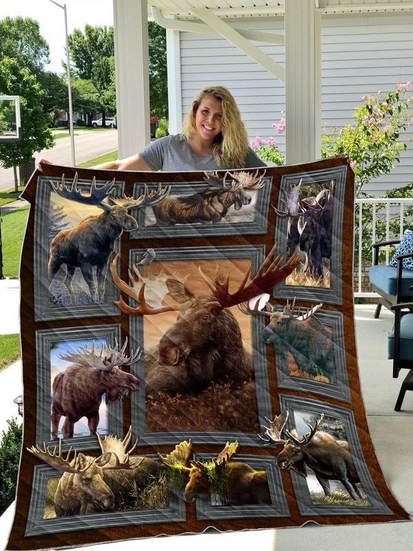 Moose Hunting, Quilt Blanket, Birthday Gift For Moose Lover, Christmas Gift