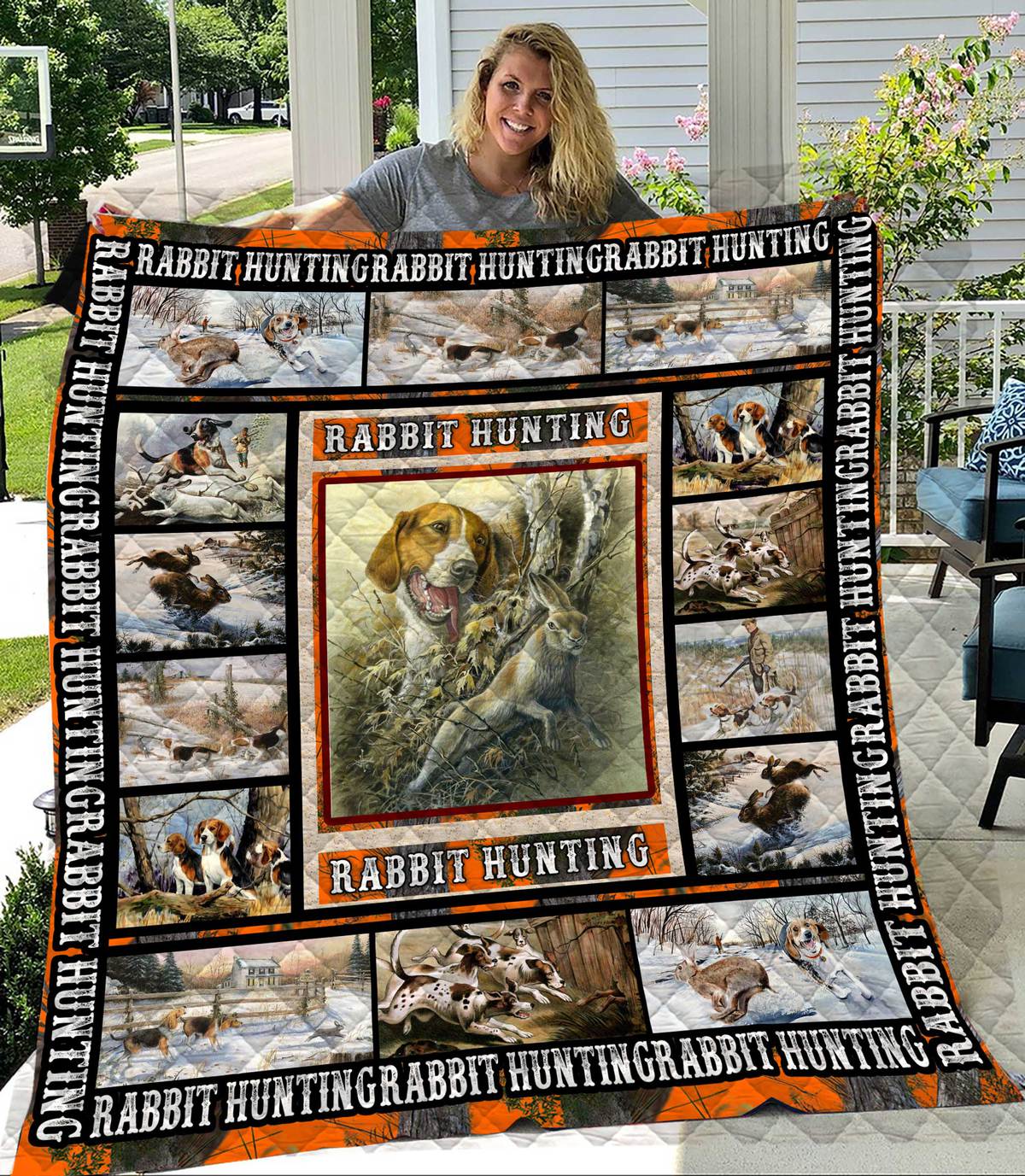 Rabbit Hunting Fleece Blanket, Christmas Gift, Birthday Gift, New Year Gift, Anniversary Gift