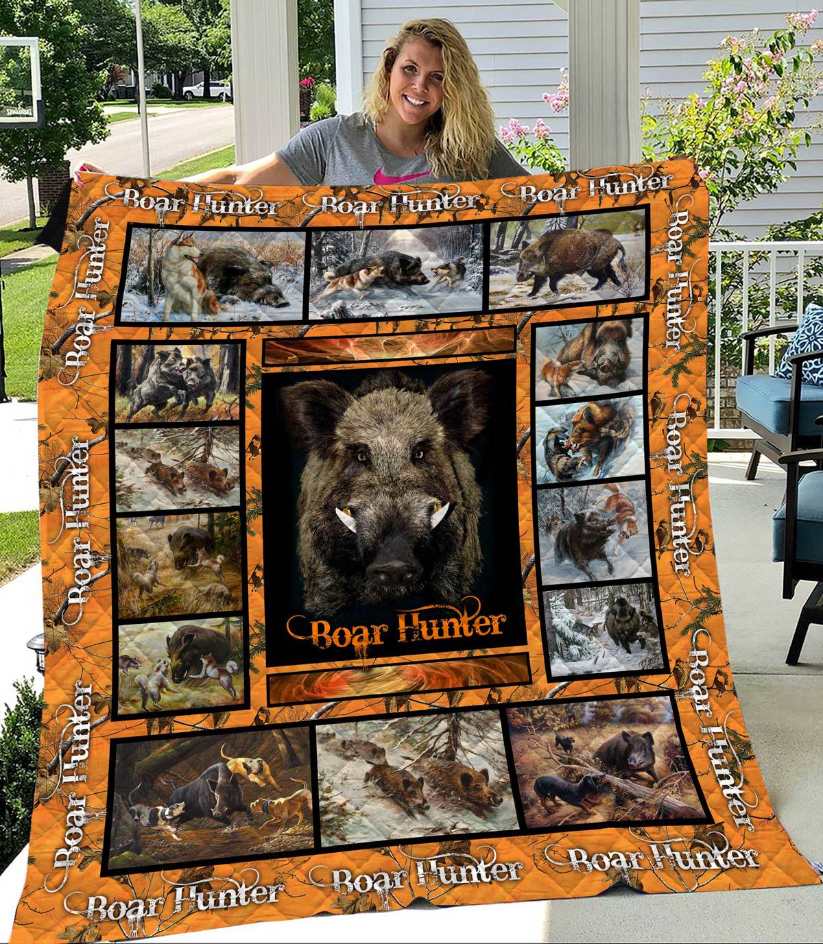 Love Boar Hunting Fleece Blanket, Christmas Gift, Birthday Gift, New Year Gift, Anniversary Gift