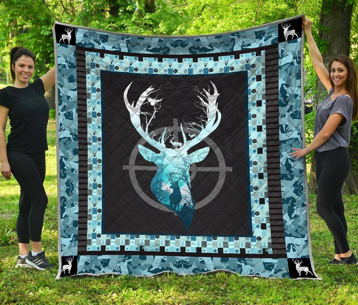 Deer Hunting Fleece Blanket, Christmas Gift, Birthday Gift, New Year Gift, Anniversary Gift