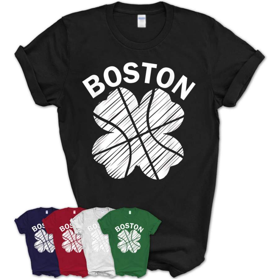 Boston-Green Shamrock Fan Basketball St. Patrick’S Day T-Shirt