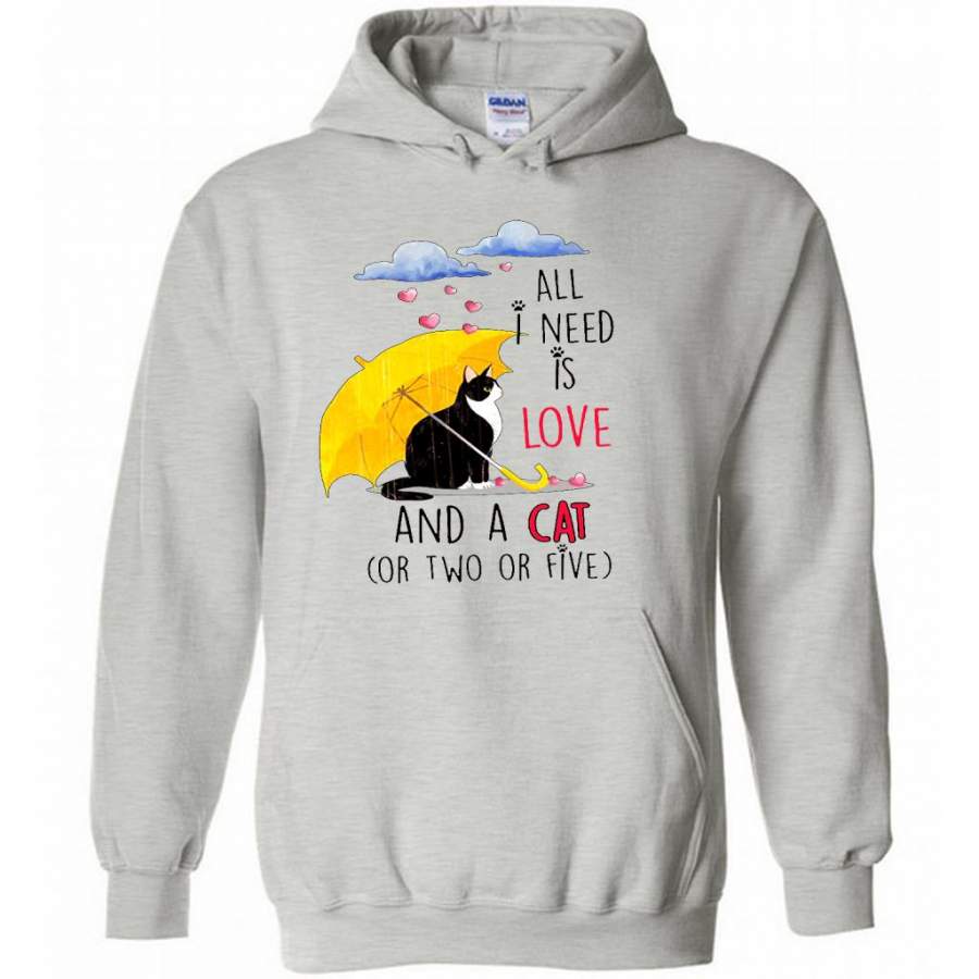 All I Need Is Love And A Cat Or Two Or Five W – Gildan Heavy Blend Hoodie