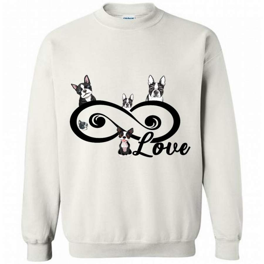 Boston Terrier Love, Dog Lover (W) – Gildan Crewneck Sweatshirt