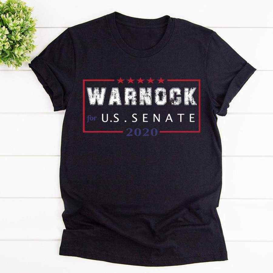 Warnock for senator 2020 senate georgia campaign america election day black cotton t shirt for men and women S-6XL