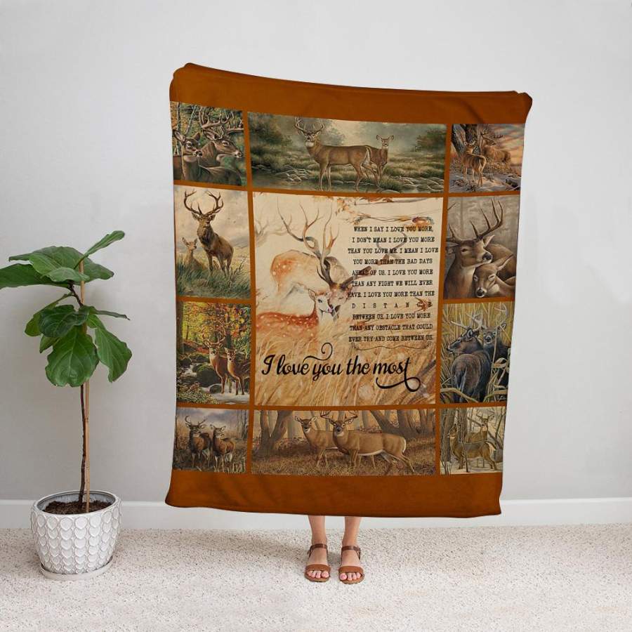 Deer hunting i love you the most forest autumn love dee fleece blanket/ sherpa blanket