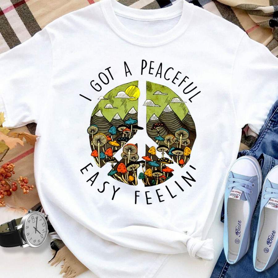 Hippie hunting I got a peaceful easy feeling white cotton t shirt for men and women S-6XL