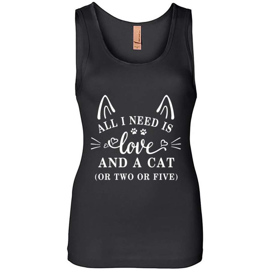 All I Need Is Love And A Cat Or Two Or Five – Womens Jersey Tank