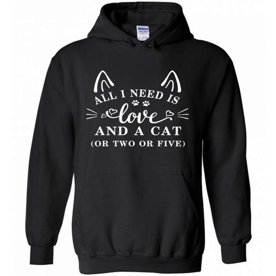 All I Need Is Love And A Cat Or Two Or Five – Gildan Heavy Blend Hoodie