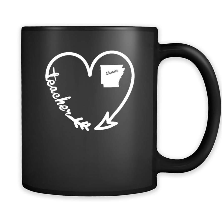 Arkansas State, Teacher Arrow Heart Home – Full-Wrap Coffee Black Mug