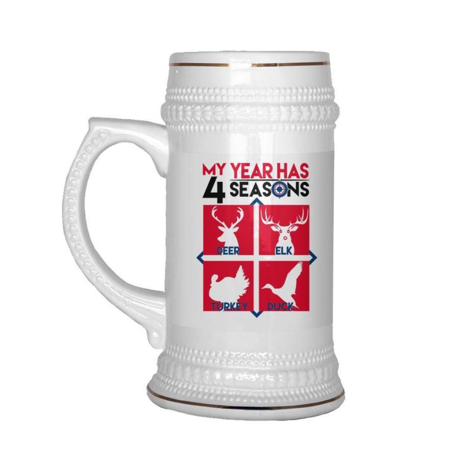 22 oz Ceramic Beer Stein Mug Hunter Hunting My Year Has 4 Seasons