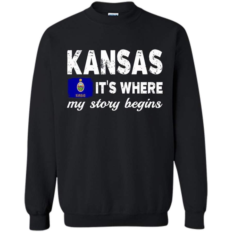 Kansas States – It’s Where My Love Story Begins – Gildan Crewneck Sweatshirt
