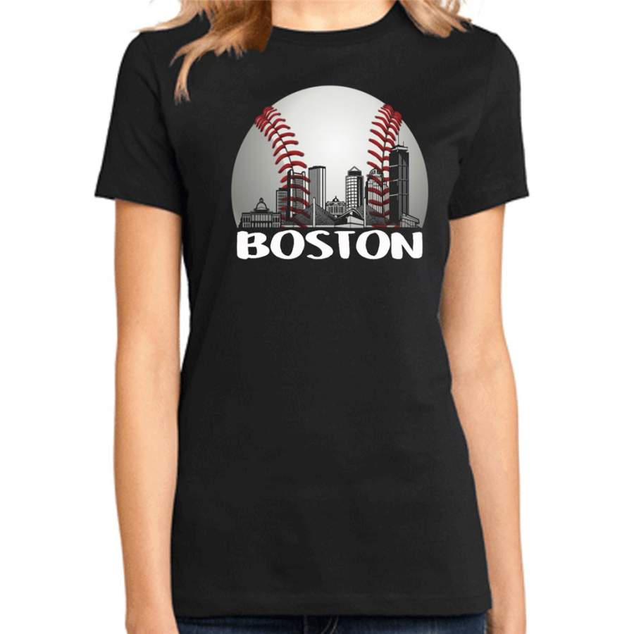 Boston Baseball Downtown Skyline Bay Area Fan – District Made Ladies Shirt