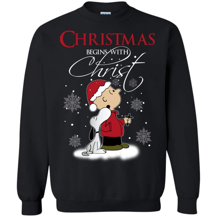 AGR Snoopy Christmas Begins With Christ sweater