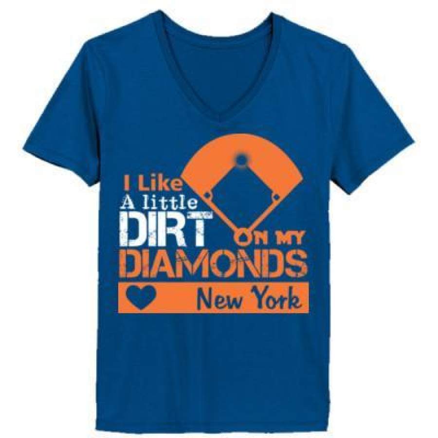 AGR New York Mets I Like A Little Dirt On My Diamonds – Ladies’ V-Neck T-Shirt