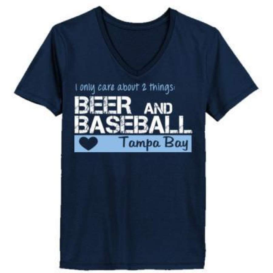 AGR Tampa Bay Rays I Only Care About 2 Things Beer And Baseball – Ladies’ V-Neck T-Shirt