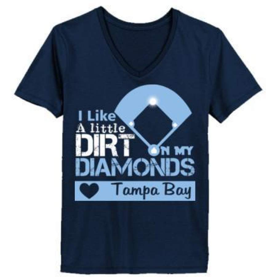 AGR Tampa Bay Rays I Like A Little Dirt On My Diamonds – Ladies’ V-Neck T-Shirt