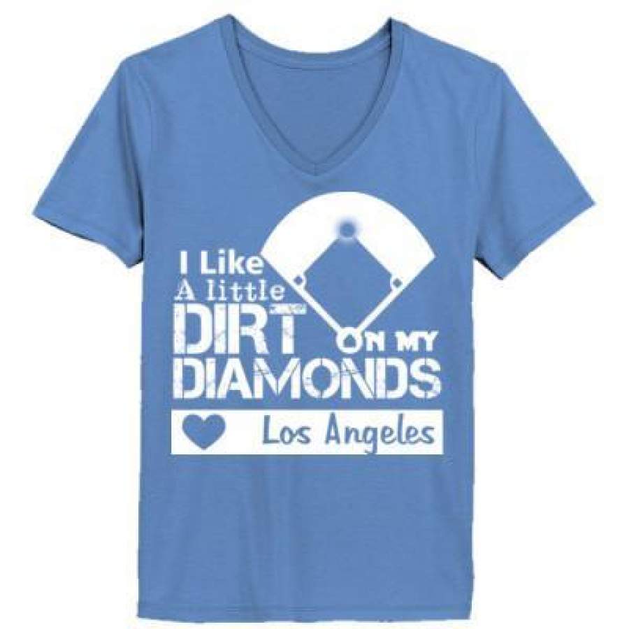 AGR Los Angeles Dodgers I Like A Little Dirt On My Diamonds – Ladies’ V-Neck T-Shirt