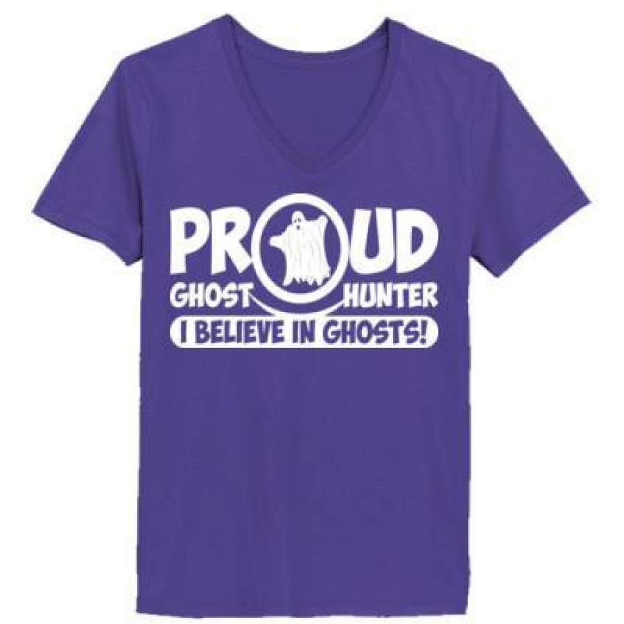 AGR Proud Ghost Hunter I Believe In Ghosts – Ladies’ V-Neck T-Shirt