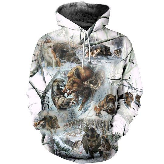 Winter Boar Hunting White Cool 3D All Over Print | For Men & Women | Adult | Ho2087