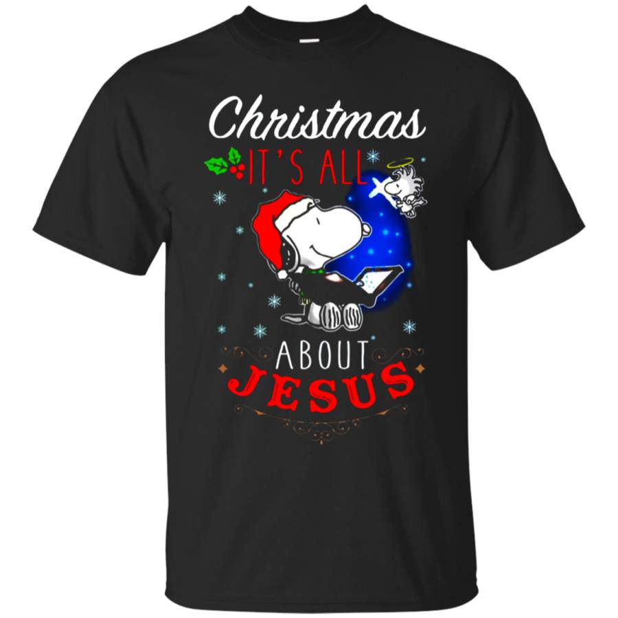 AGR Christmas It_s All About Jesus Woodstock And Snoopy T-Shirt