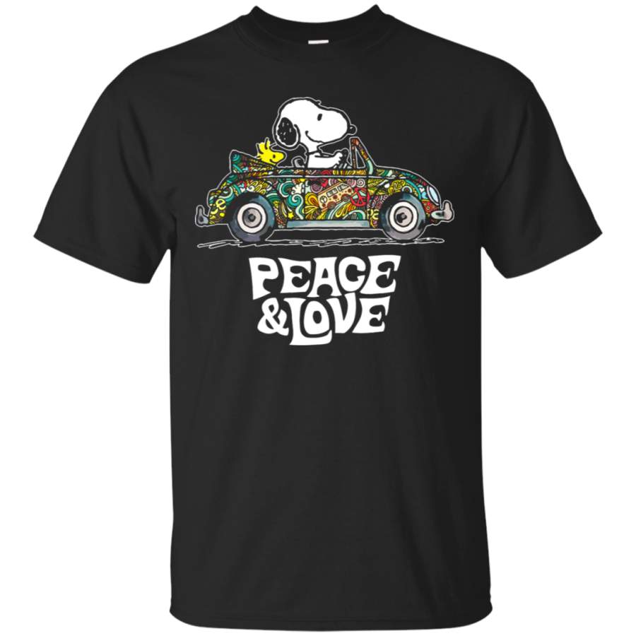 AGR Peace And Love Hippie Style Woodstock And Snoopy T-Shirt