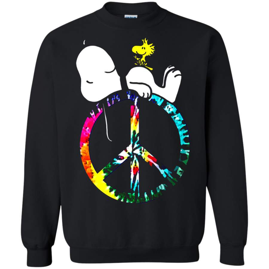 AGR Peace And Love Hippie Style Sleeping Snoopy Sweatshirt