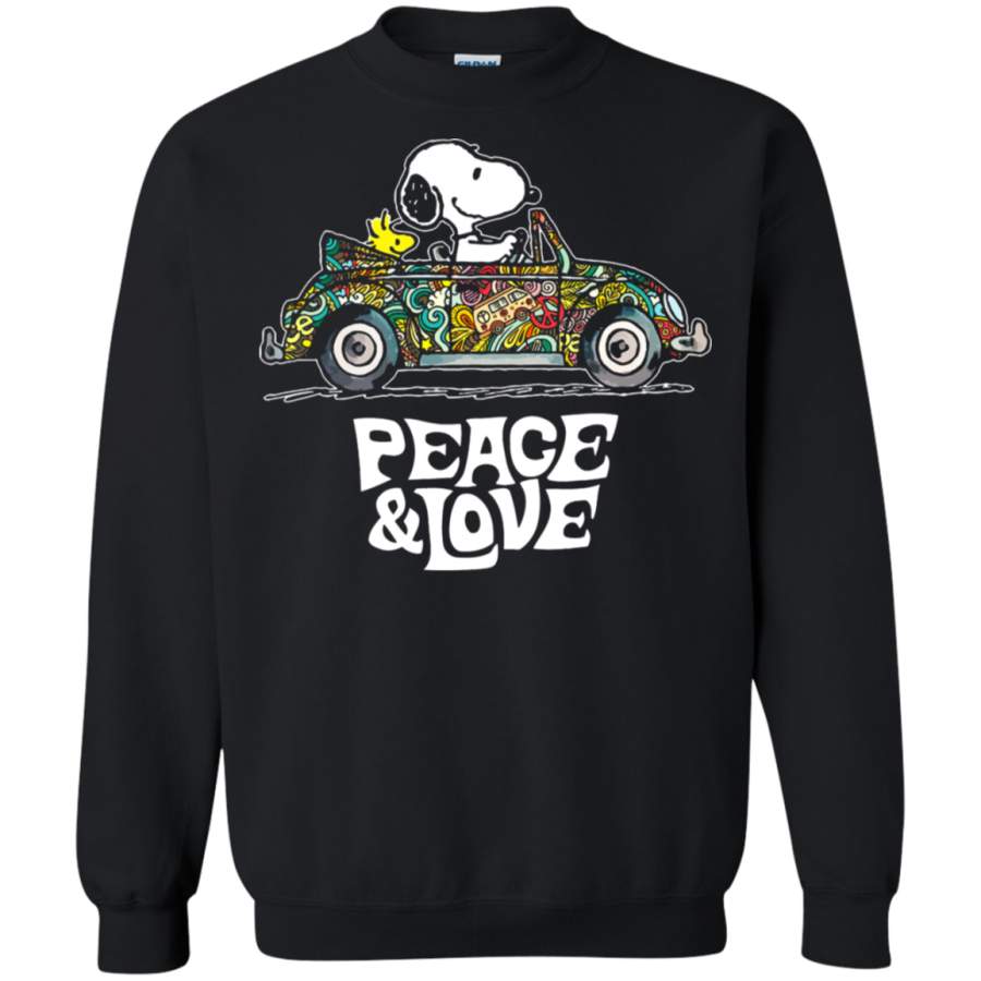 AGR Peace And Love Hippie Style Woodstock And Snoopy Sweatshirt