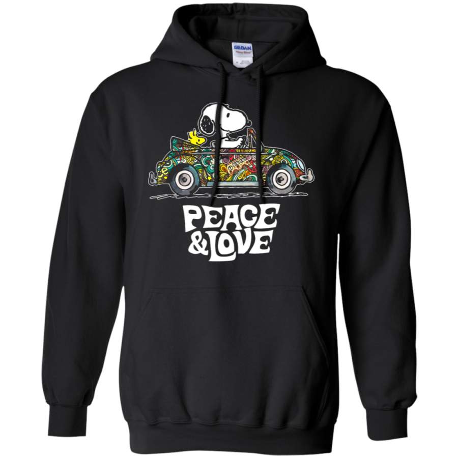 AGR Peace And Love Hippie Style Woodstock And Snoopy Hoodie