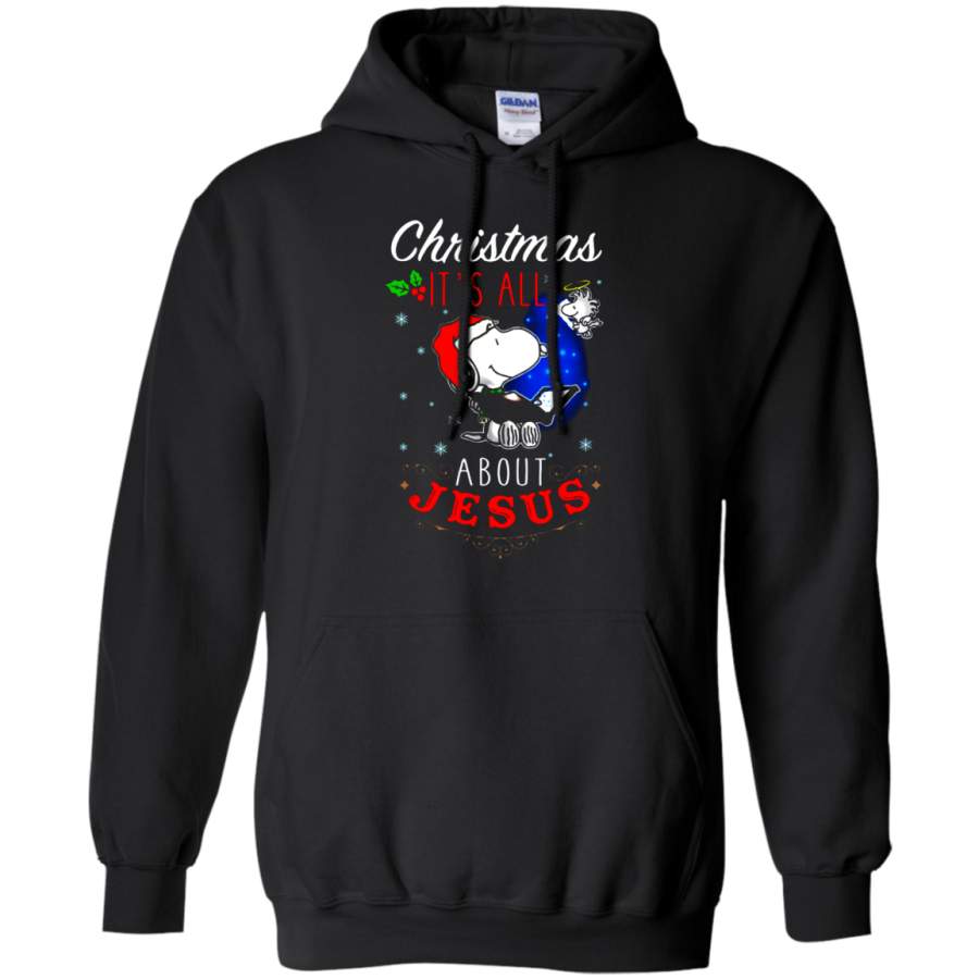 AGR Christmas It_s All About Jesus Woodstock And Snoopy Hoodie