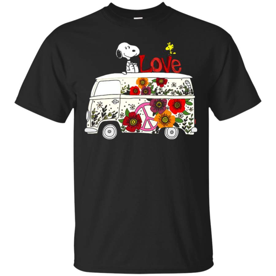 AGR Peace And Love Are All We Need Volkswagen Bus Snoopy T-Shirt