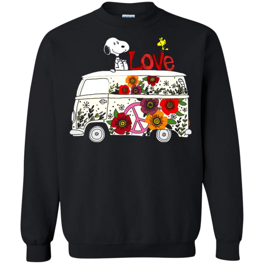 AGR Peace And Love Are All We Need Volkswagen Bus Snoopy Sweatshirt