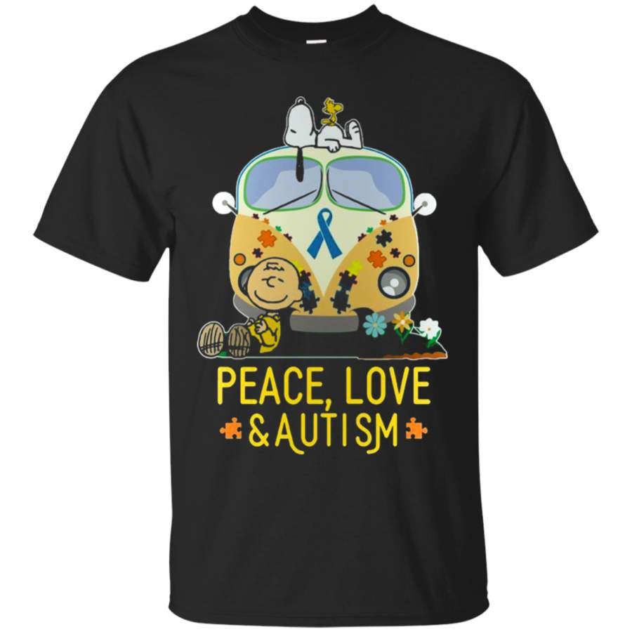 AGR Snoopy Peace Love And Autism T-Shirt