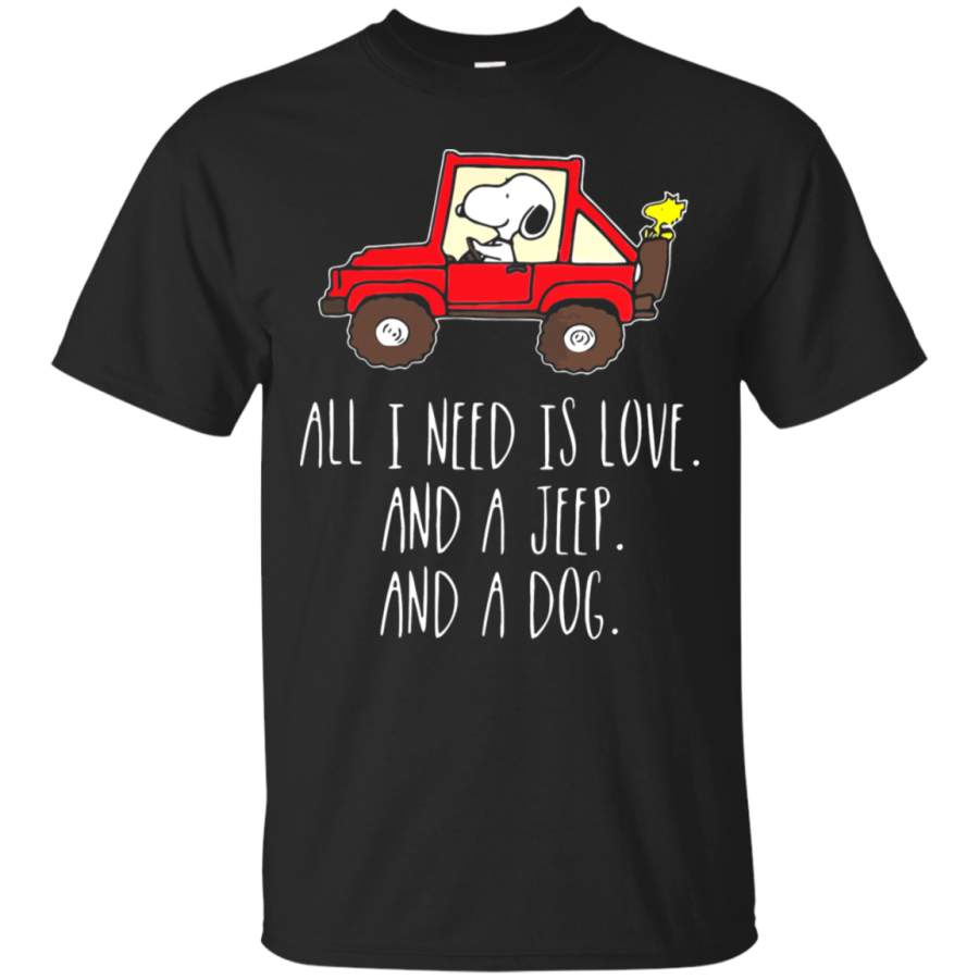 AGR All I Need Is Love And A Jeep And A Dog Snoopy T-Shirt