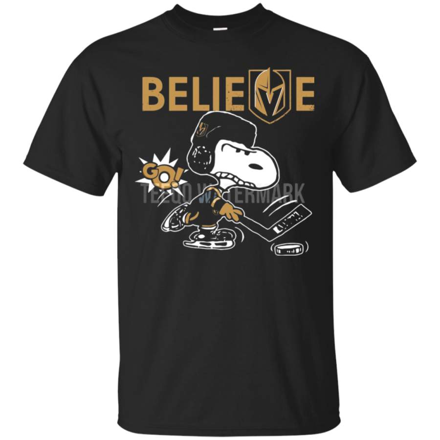 AGR Believe Vegas Golden Knights Go Knights Go Snoopy Hockey T-Shirt