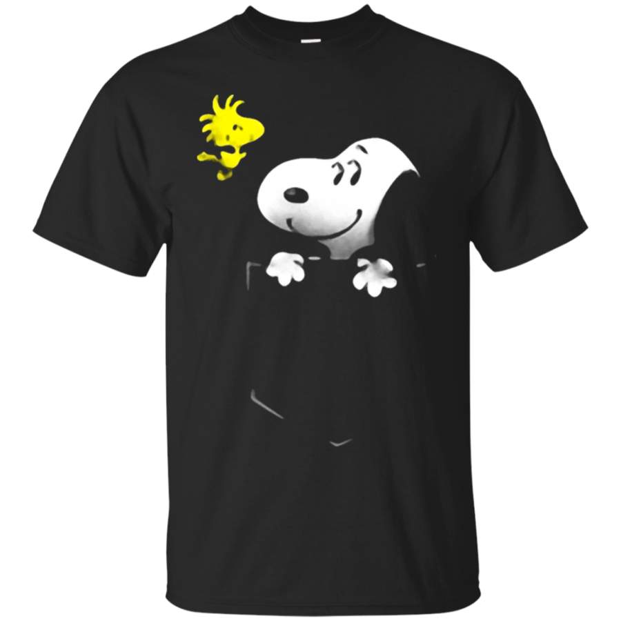 AGR Chest Pocket Snoopy Tiny Pocket Size Woodstock And Snoopy T-Shirt