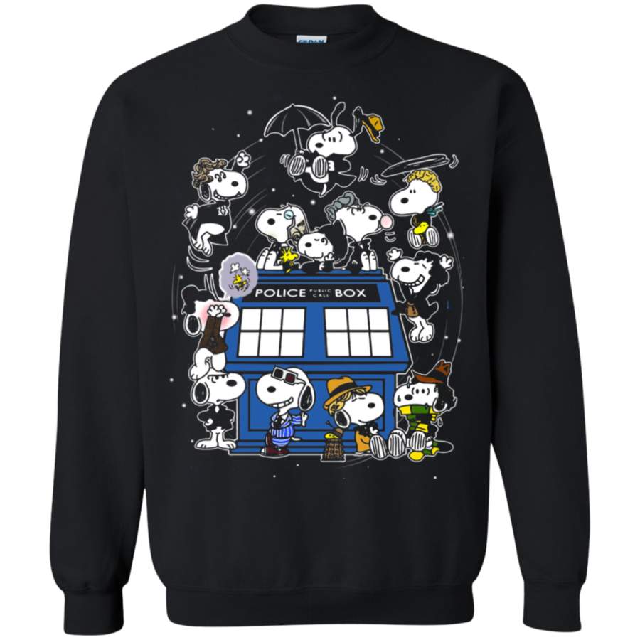 AGR Snoopy Of Doctor Who All Doctors And The Doghouse Tardis Sweatshirt