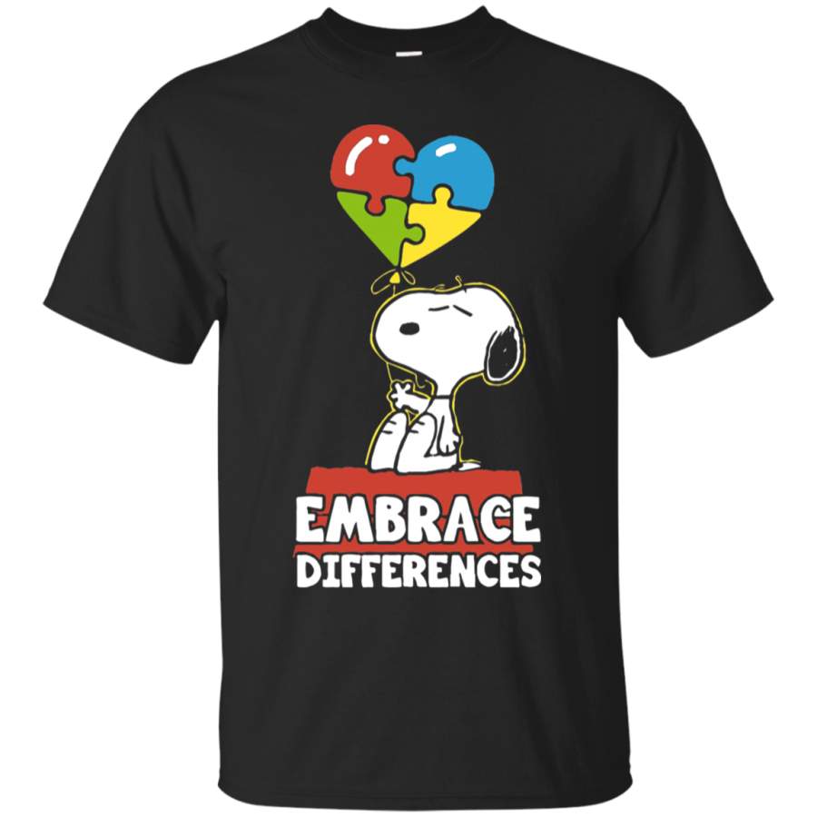 AGR Snoopy Embrace Differences Autism Awareness Balloon T-Shirt