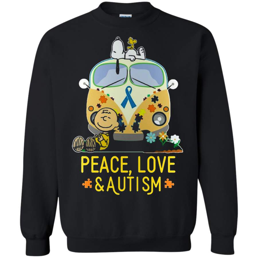 AGR Snoopy Peace Love And Autism Sweatshirt