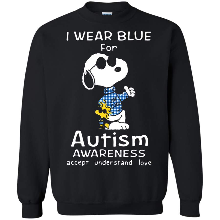 AGR I Wear Blue For Autism Awareness Accept Understand Love Snoopy Sweatshirt