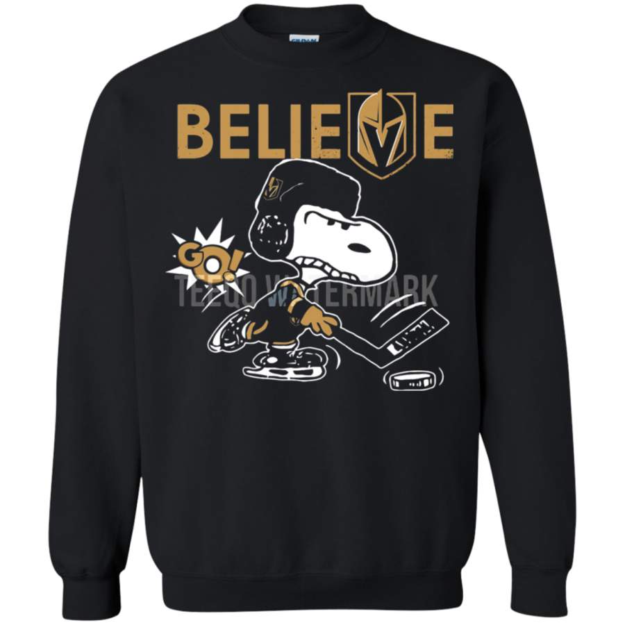 AGR Believe Vegas Golden Knights Go Knights Go Snoopy Hockey Sweatshirt