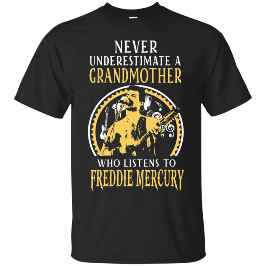 AGR Never Underestimate A Grandmother Listens To Freddie Mercury T-Shirt