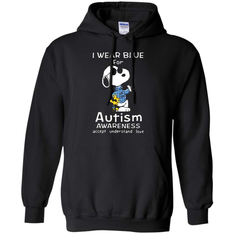 AGR I Wear Blue For Autism Awareness Accept Understand Love Snoopy Hoodie