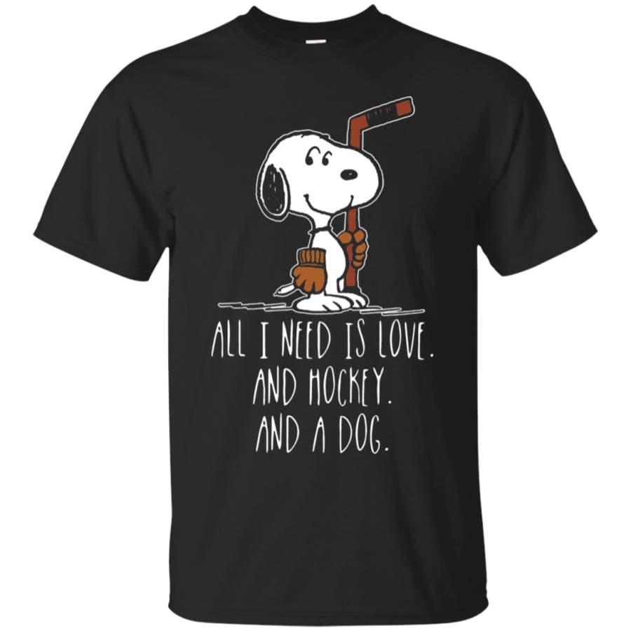 AGR All I Need Is Love And Hockey And A Dog Snoopy T-Shirt