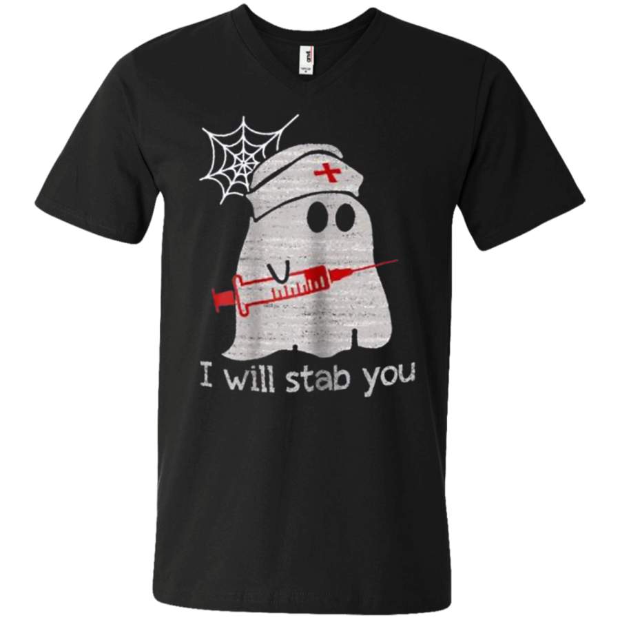 AGR Nurse ghost I will stab you funny Halloween Unisex V-neck