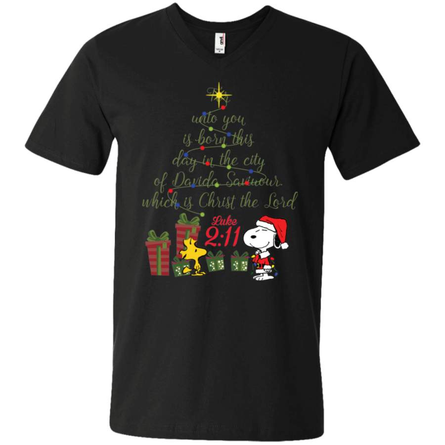 AGR Snoopy For Unto You Is Born This Day In The City Christmas Unisex V-neck