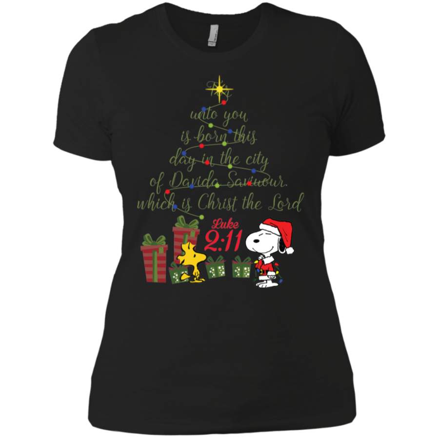 AGR Snoopy For Unto You Is Born This Day In The City Christmas Ladies T-Shirt