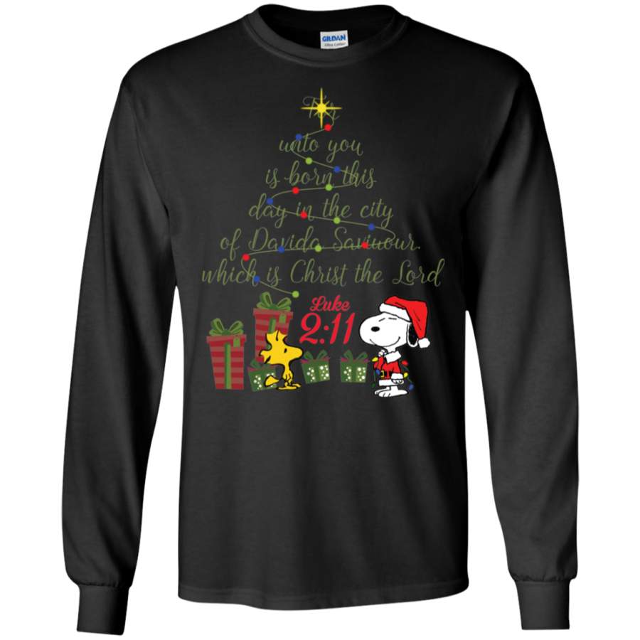 AGR Snoopy For Unto You Is Born This Day In The City Christmas Long T-shirt