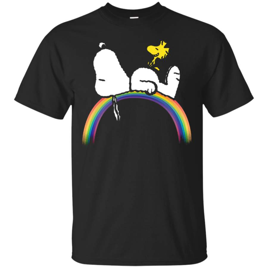 AGR Peanuts Snoopy Woodstock rainbow shirt Cotton t shirt